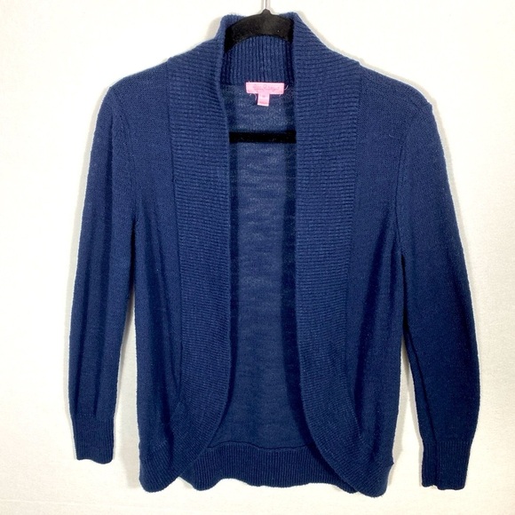 Lilly Pulitzer Amalie Navy Blue Open Front Cardigan size medium - Picture 1 of 15
